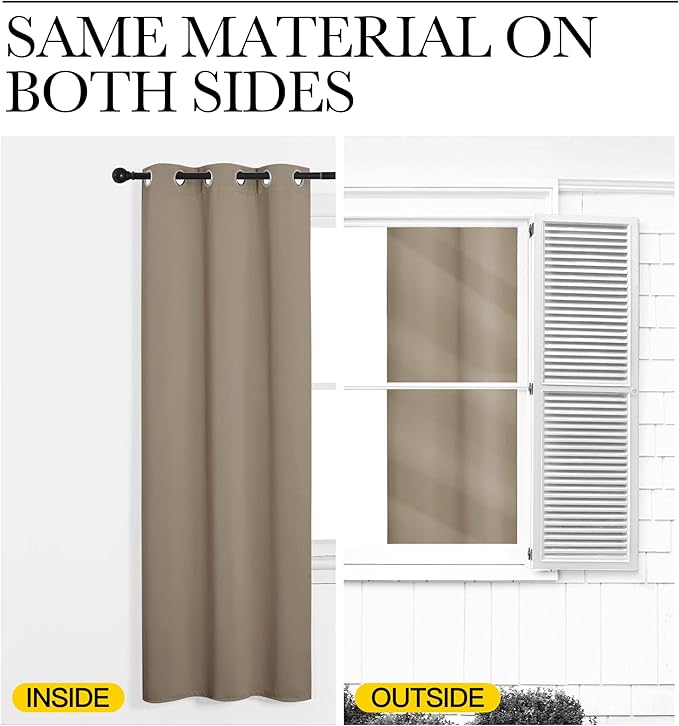 NICETOWN Blackout Curtain Panels for Bedroom, 2 Panels, W42 x L60 inches, Taupe, Thermal Insulated Grommet Top Blackout Draperies and Drapes