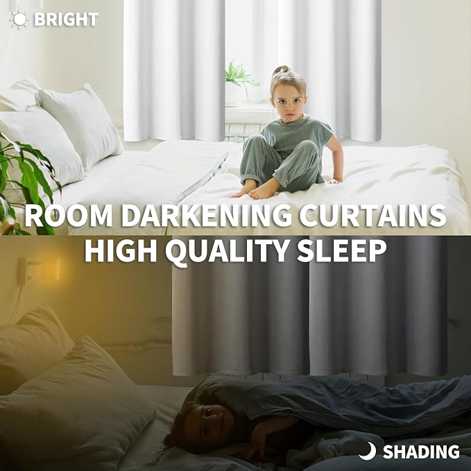 BGment Room Darkening Curtains 54 Inches Long - Grommet Thermal Insulated Drapes Window Treatment Curtains for Bedroom, 2 Panels, 52 x 54 Inch, Pure White