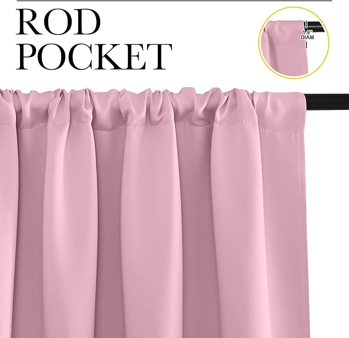NICETOWN RV Blackout Curtains for Camper Windows, Rouge Pink, 34" x 30", Set of 2, Kitchen Curtains, Short Blackout Drapes, Thermal Insulated Rod Pocket Window Treatment Draperies for Nursery