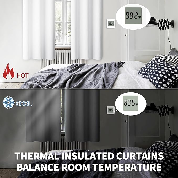 BGment Room Darkening Curtains 72 Inches Long - Grommet Thermal Insulated Drapes Window Treatment Curtains for Bedroom, 2 Panels, 52 x 72 Inch, Pure White