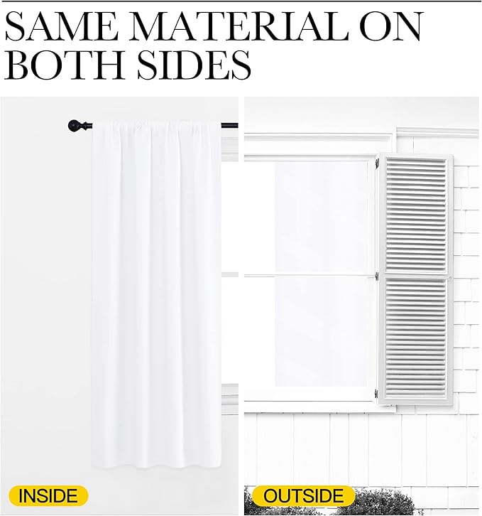 NICETOWN White Curtains, 50% Light Blocking Curtain Panels for Bedroom, Home Decoration Easy-Care Solid Rod Pocket Draperies/Drapes, Window Covering for Kitchen (2 Panels, 70 by 63, White)