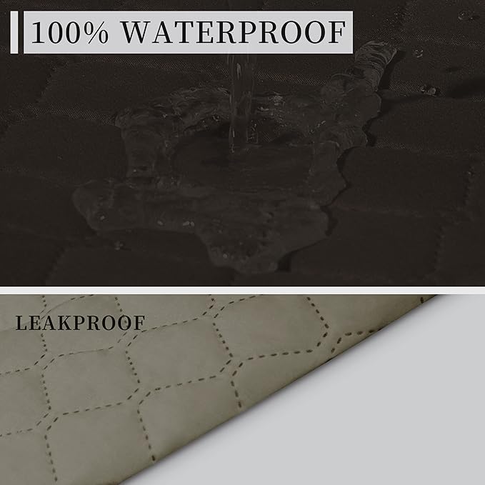 ISSUNTEX Double Protection 100% Waterproof Chair Sofa Covers for Living Room, Couch Covers for Chair Sofa, Reversible Furniture Protector Sofa Cover for Dogs, Pets, Kids (Chair, Chocolate/Beige)