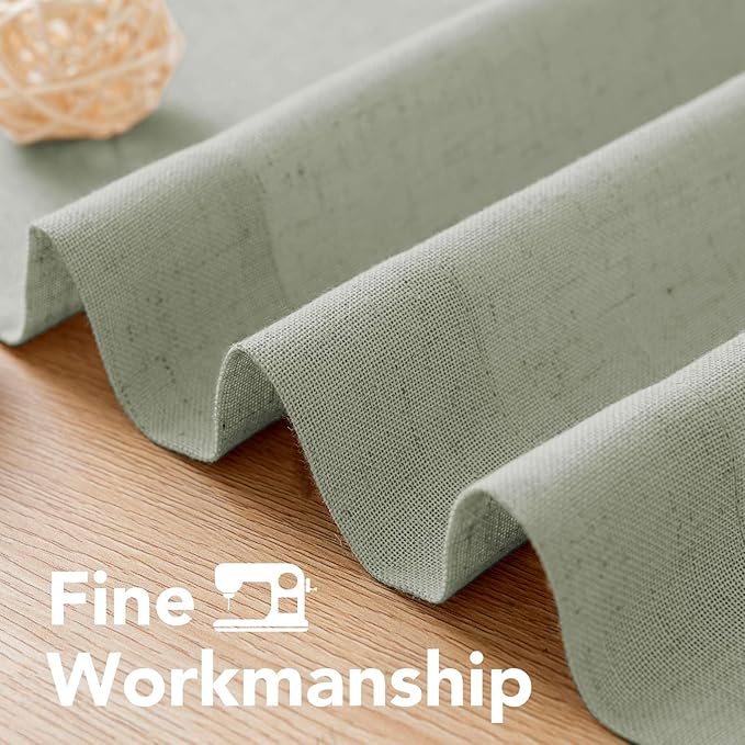 H.VERSAILTEX Elegant Linen Semi Sheer Blended Curtains Privacy Protection Light Filtering Nickel Grommet Window Panels/Drapes for Bedroom (Set of 2, 52x84-Inch, Sage)