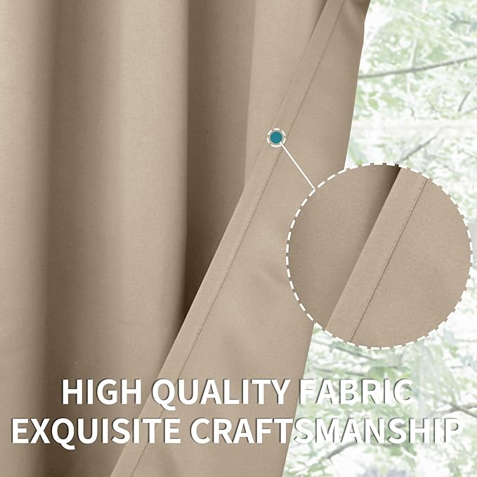 BGment Blackout Curtains - Grommet Thermal Insulated Room Darkening Bedroom and Living Room Curtains, Set of 2 Panels (42 x 84 Inch, Sand)