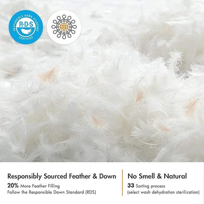 MIULEE Feather Pillow Insert 22x22, Decorative Down Throw Pillow Insert Fluffy Throw Pillow Cotton Fabric for Sofa Bed Couch