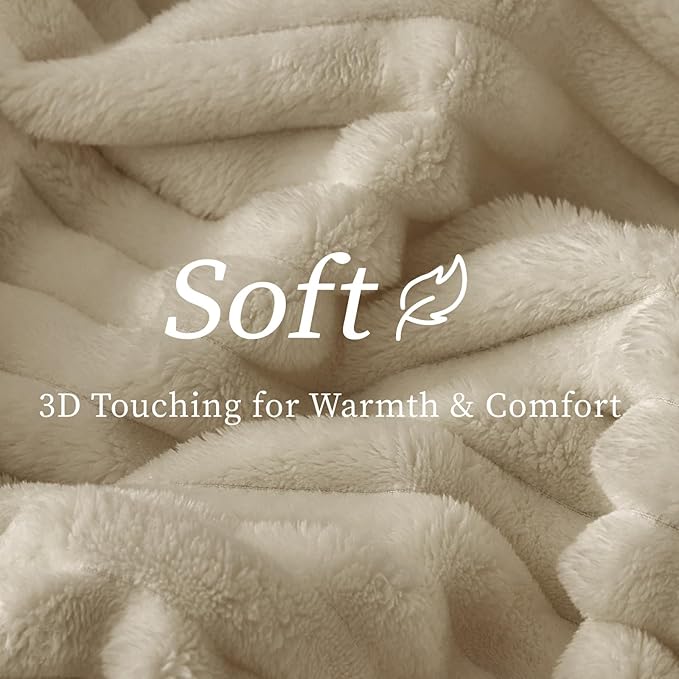 BEDELITE Fleece Throw Blanket for Couch - 300GSM Soft & Warm Fluffy Linen Blanket, Decorative and Giftable Striped Blankets for Women, Men, 50"x60"