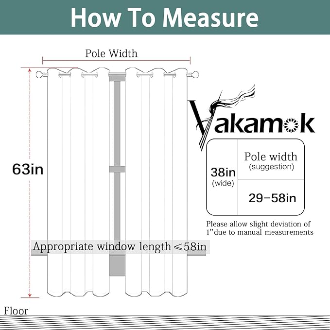 Yakamok Room Darkening Grommet Window Drapes Thermal Insulated Light Blocking Blackout Curtains for Bedroom(Black,38Wx63L,2 Panels)