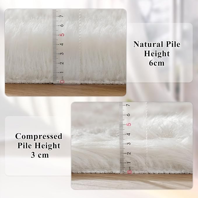 ORINOVA White Shag Washable Area Rugs for Living Room Faux Sheepskin Fuzzy Fur Rug for Bedroom Nursery Rug 3x5 Teen Room Décor Boho