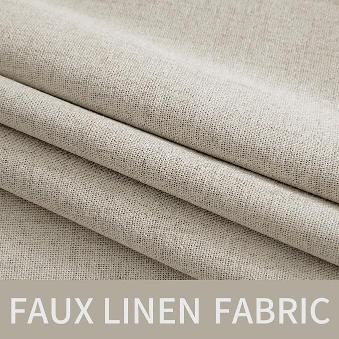 MIULEE 100% Blackout Linen Curtains for Bedroom Thermal Insulated Cobblestone Grommet Room Darkening Curtains & Drapes for Living Room Nursery 52 x 108 Inch (2 Panels)