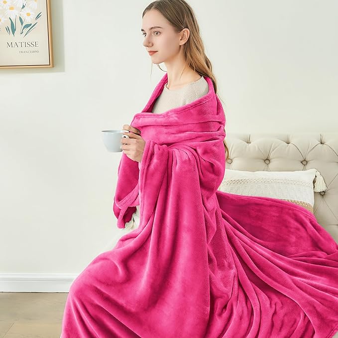 BEDELITE Fleece Blanket Twin Size Hot Pink Valentines Throw Blankets for Couch & Bed, 300GSM Luxury Plush Cozy Fuzzy Blanket 60x80 inches, Super Soft Warm Lightweight Throw Blanket for Travel Camping