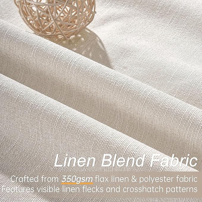 Extra Wide Total Blackout 96 Inch Curtains 72 Inches Wide for Living Room Ivory Cream Pleat Linen Blackout Curtain for Large Window Treatment Privacy Thermal Drapes Rod Pocket(72"W x 96"L 1 Panel)