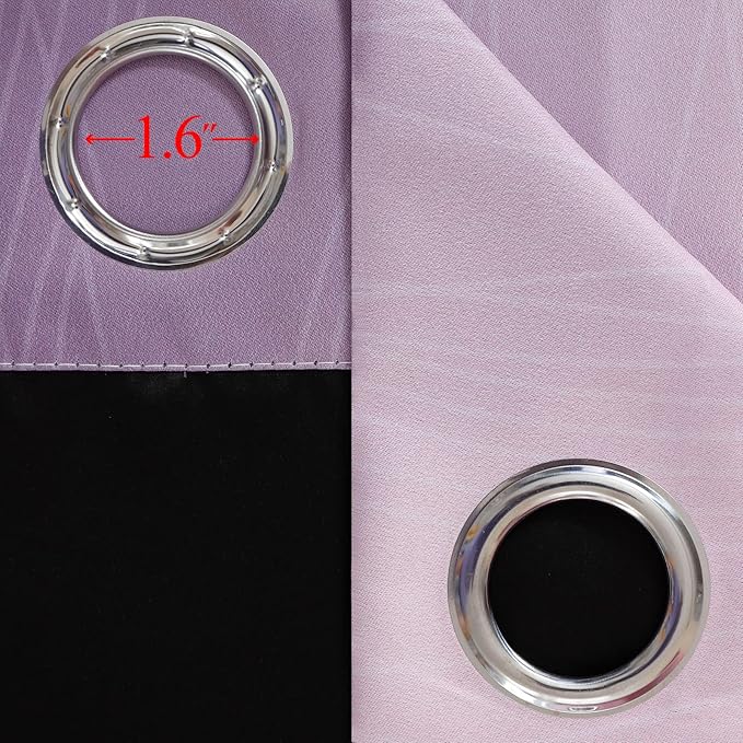 Pink and Purple Curtains 54 Inch Length 2 panels, Full Light Blocking Ombre Blackout Curtains for Kids Room, Thermal Insulated Noise Reducing Gradient Blackout Curtains for Girls Bedroom, 52x54 Inch