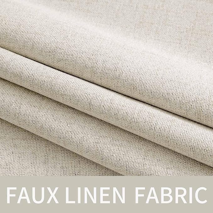 MIULEE Linen Texture Curtains for Bedroom Solid 100% Blackout Thermal Insulated Linen Beige Curtains Grommet Room Darkening Drapes for Living Room Nursery 52x72 Inch (2 Panels)
