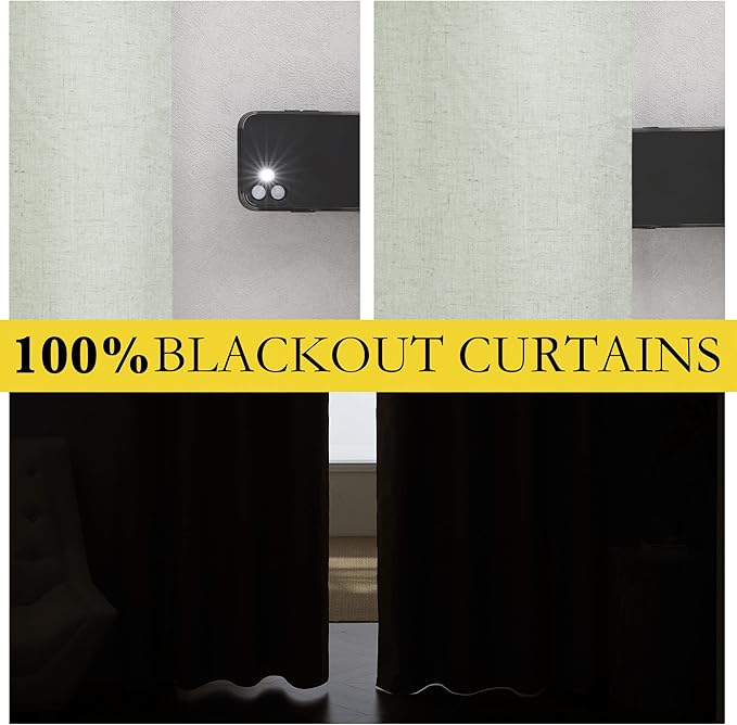 NICETOWN Sage Green Kitchen Linen Completely Shaded Draperies, 2 Pieces, W62 x L63, Privacy Protection & Noise Reducing Ring Top Drapes, White Lined Insulated Window Treatment Curtain Panels