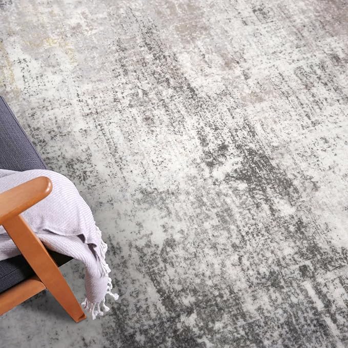 IOHOUZE Abstract Area Rugs and Runners Sets 2x6 and 3x5 Ft, Washable Entryway Rug and Runner Set, Non Slip Kitchen Rug Set, Printed Faux Wool Modern Floor Carpet for Hall Kitchen Entrance, Grey Beige
