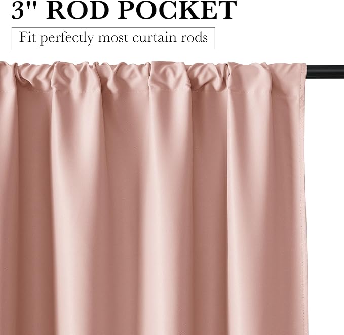 RYB HOME 100% Blackout Short Curtains for Small Window, Thermal Insulated Total Room Darkening Noise Reducing Curtains for Kitchen Bathroom Basement, 42 inches Wide by 36 inches Long, Peach Pink
