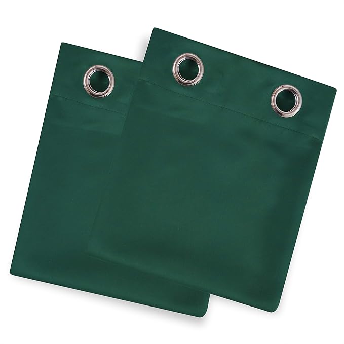 LEMOMO Dark Green Blackout Curtains/42 x 63 Inch/Set of Two Panels Grommet Bedroom Curtains