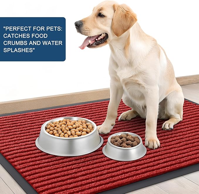 OLANLY Front Door Mat Indoor Outdoor Entrance, Waterproof Heavy Duty Doormat, Fade Resistant, Low Profile, Easy Clean Patio Porch Welcome Floor Mats for Entry, 59x30, Red