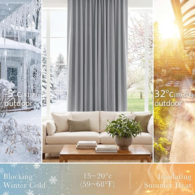 PONY DANCE Short Curtains Half Window Curtains for Kitchen,Small Drapes for Bathroom Window, Width 29 x Length 30 inches, Silver Grey, 2 Pieces