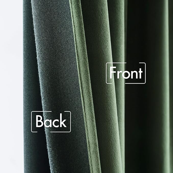 MIULEE Velvet Curtains 66 Inch Wide - Extra Wide Luxury Room Darkening Curtains for Sliding Door Bedroom Living Room Thermal Insulated Window Drapes Back Tab, Olive Green, W 66 x L 96 inch 2 Panels
