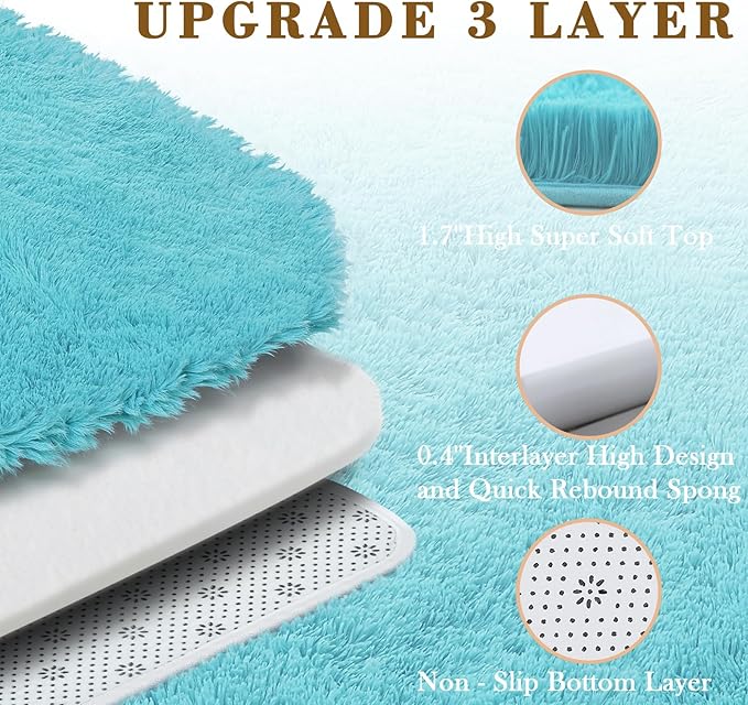 Rugs for Living Room 5x8, Alfombras para Salas Shag Large Plush Soft Area Rug, Shaggy Carpets for Bedroom, Kids Boys Girls Home Decor Aesthetic(Teal Blue, 5 x 8)