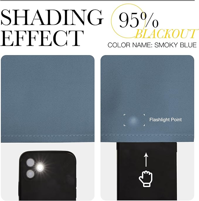 NICETOWN Smoky Blue Curtain Panels - Home Decoration Thermal Insulated Solid Grommet Blackout Curtains/Drapes for Hall/Sliding Door (80" Wide by 108" Long, Set of 2)