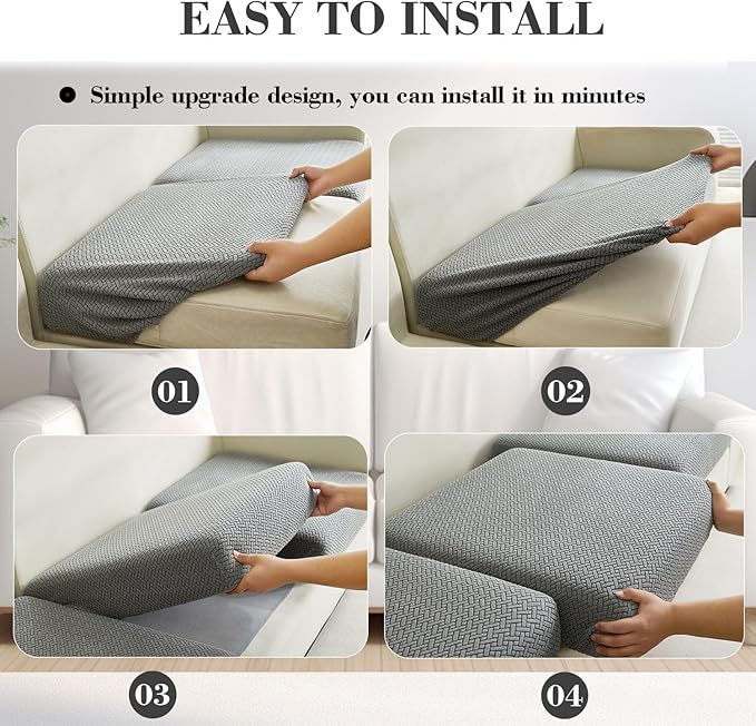 Sofa Covers Couch Covers for Sofa Pet Friendly Couch Cushion Covers Universal Sofa Covers Washable Stretch Slipcovers for Sectional Sofa (Texture Blue,Large Single Seat Cover)