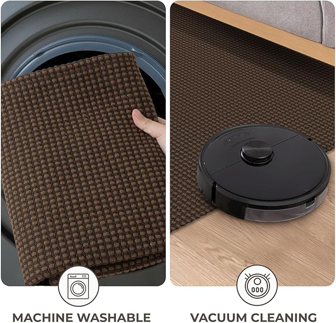 KOZYFLY Rugs for Entryway 3x5 ft Washable Area Rug Non Slip Rubber Backed Entry Rug Woven Indoor Door Mat Cotton Kitchen Rugs Floor Carpet for Entryway, Foyer, Backdoor, Reddish Brown/Coffee