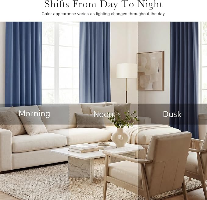 Pony Dance Blackout Curtains Thermal Insulated Window Treatment Panels Room Darkening Shade Drapes for Living Room Back Tab/Rod Pocket Bedroom Draperies, 34 x 72 Inch, Blue Haze, 2 Panels