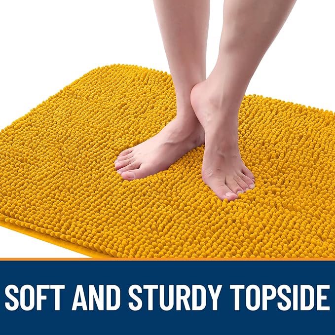 OLANLY Dog Door Mat for Muddy Paws 45x27, Absorbs Moisture and Dirt, Absorbent Non-Slip Washable Doormat, Quick Dry Chenille Mud Mat, Entry Indoor Entryway Carpet for Inside Floor, Golden Yellow