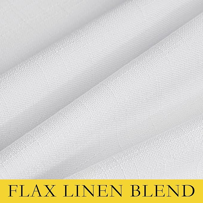 NICETOWN 100% Absolutely Blackout Linen Curtains with Thermal Insulated White Liner, White, 52" Wide, Long Curtains 80" Long 2 Panels Set for Living Room, Thermal Insulated Privacy Drapes for Bedroom