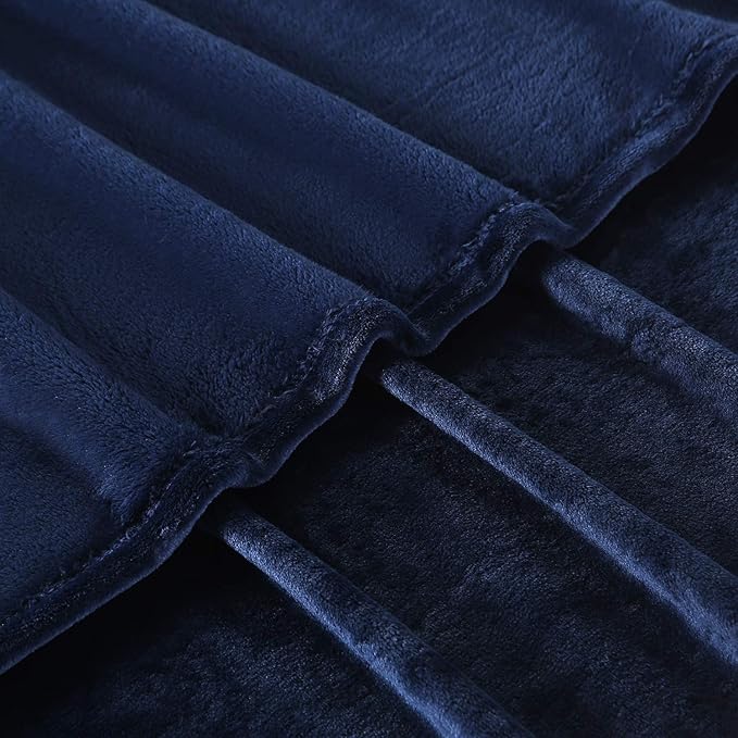TASTHROW Large Flannel Fleece Throw Blanket, 90×90 Inch - Cozy Lightweight Thick Blanket - All Seasons Suitable for Women, Men and Kids (Navy)