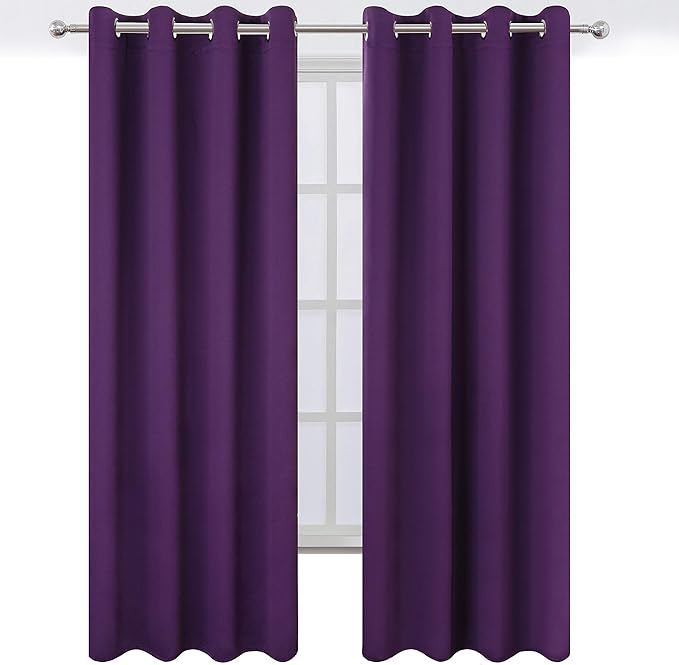 LEMOMO Blackout Curtains 66 x 95 inch/Purple Curtains Set of 2 Panels/Thermal Insulated Room Darkening Bedroom Curtains