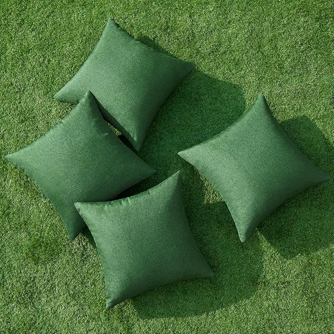 MIULEE Pack of 4 Decorative Throw Pillow Covers Linen Waterproof Pillow Covers Farmhouse Cushion Cases for Outdoor Patio Garden Tent Balcony Couch Sofa18x18 inch Dark Green