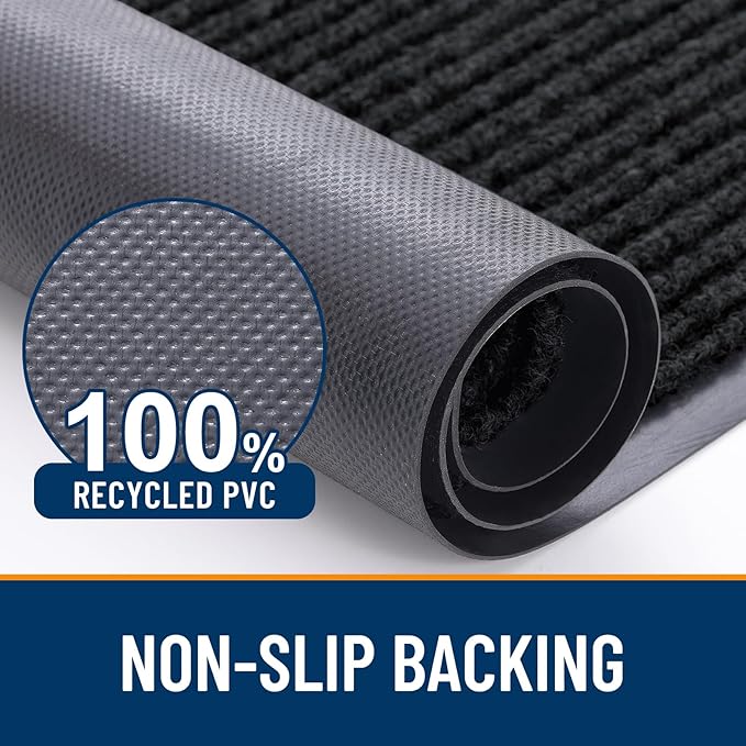 OLANLY Front Door Mat Indoor Outdoor Entrance, Waterproof Heavy Duty Doormat, Fade Resistant, Low Profile, Easy Clean Patio Porch Welcome Floor Mats for Entry, 71x30, Black
