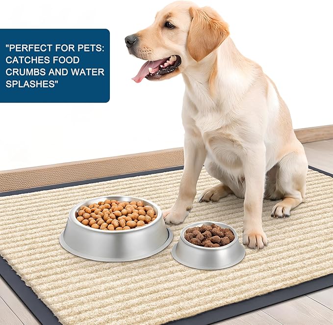 OLANLY Front Door Mat Indoor Outdoor Entrance, 2-Pack 59 x 23 Inch, Waterproof Heavy Duty Doormat, Fade Resistant, Low Profile, Easy Clean Patio Porch Welcome Floor Mats for Entry, Beige