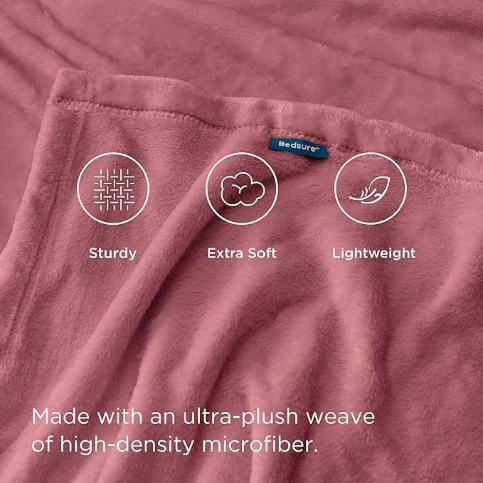 Bedsure GentleSoft Fleece Throw Blanket for Couch Dusty Rose - Lightweight Plush Fuzzy Cozy Soft Blankets and Throws for Sofa, 50x70 inches