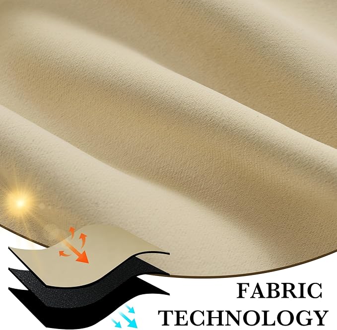 RYB HOME 100% Blackout Short Curtains for Small Window, Thermal Insulated Total Room Darkening Noise Reducing Curtains for Basement Bathroom Basement, 29 inches Wide by 45 inches Long, Biscotti Beige