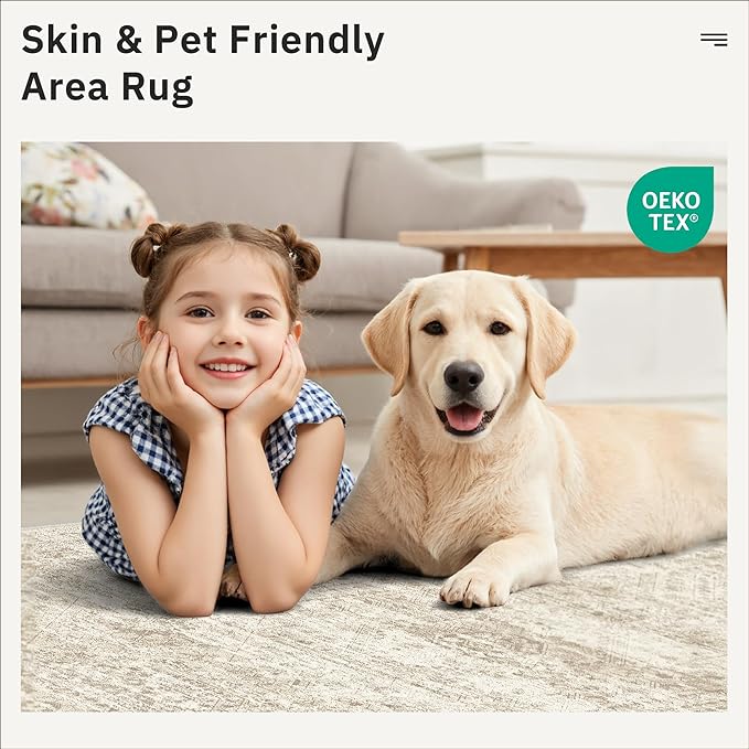Hallway Runner Rug 3x18 - Kitchen Rugs 18ft Washable Entryway Rug Vintage Kitchen Runners Non Slip Farmhouse Indoor Carpet Runner for Living Room Bedroom, Beige