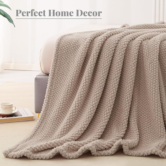 Whale Flotilla King Size Fuzzy Fleece Blanket for Bed, 90x104 Inch Fluffy Warm Soft Jacquard Blankets for All Season, Lightweight and Cozy, Camel