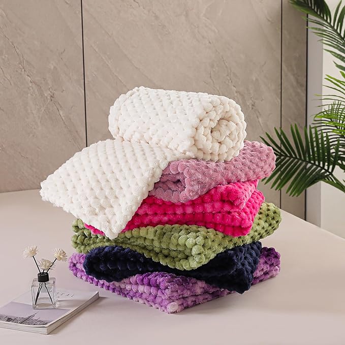Exclusivo Mezcla Fleece Twin Blanket for Bed, Extra Large Fuzzy Ivory Bed Blankets, Soft Cozy Plush Sofa Throws for All Seasons, 60x80 Inches