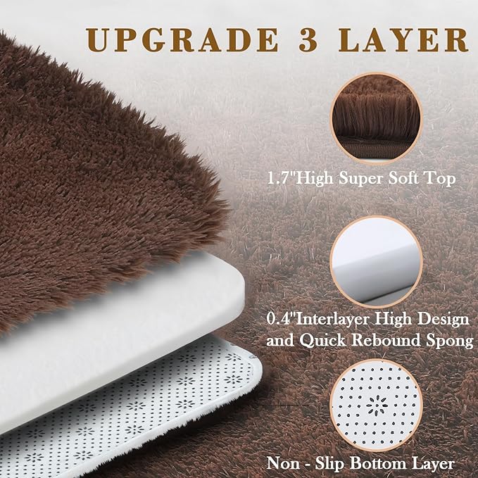 8x10 Area Rugs for Living Room Bedroom, Large Area Rug Shaggy Carpet Soft Plush Furry Bedside Rug, Rugs for Home Decor (Coffee, 8 x 10)