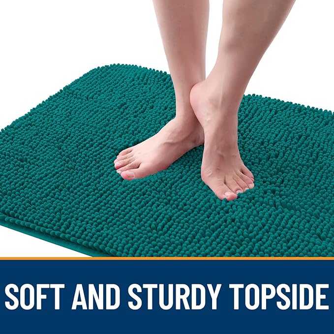 OLANLY Dog Door Mat for Muddy Paws 70x32, Absorbs Moisture and Dirt, Absorbent Non-Slip Washable Doormat, Quick Dry Chenille Mud Mat for Dogs, Entry Indoor Entryway Carpet for Inside Floor, Lake Blue
