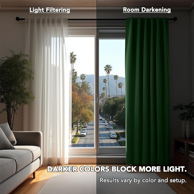 Deconovo Blackout Curtains, Thermal Insulated, W52 x L108 2 Panels, Back Tab, Machine Washable, Room-Darkening Drapes for Bedroom/Living Room Dark Forest
