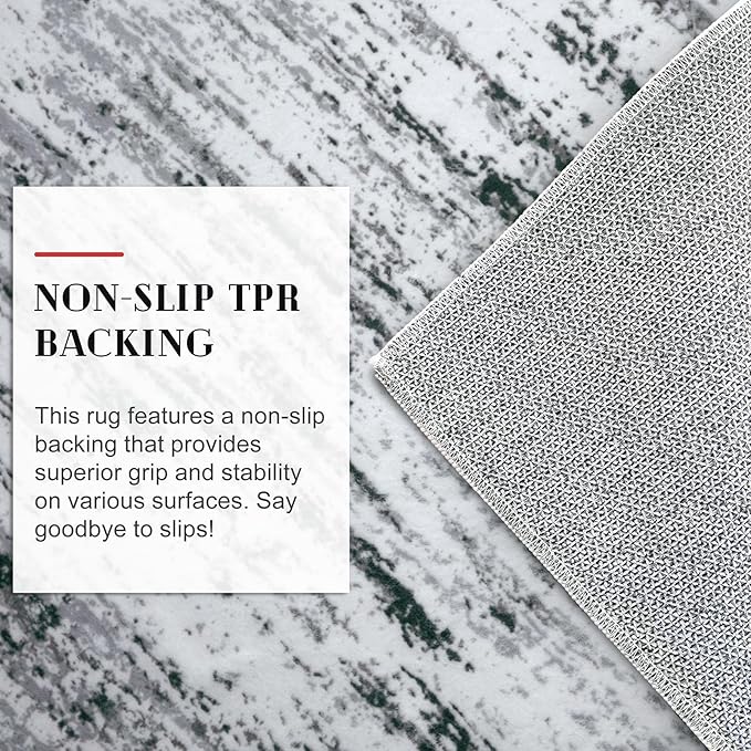 Lansny Modern Abstract Bedroom Runner Rug 2x7, Black Grey White Washable Kitchen Runner, Non-Slip Soft Thin Faux Wool Mat for Entryway, Hallway, Laundry Room, Indoor Home Decor