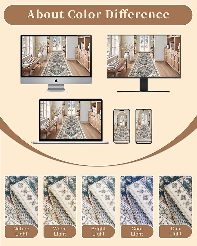 Madane Washable Rug 8x10 Area Rugs for Living Room, Ultra-Thin Non-Slip Backing Rug, Stain Resistant Vintage Large Area Rug for Bedroom (Navy Blue, 8'x10')