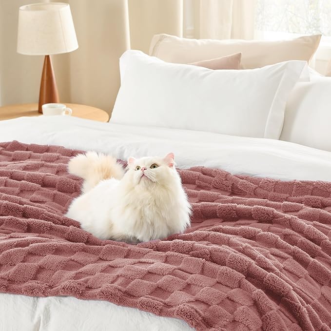 Bedsure GentleSoft Dusty Pink Throw Blanket for Couch - Super Soft Cozy Blankets Gifts for Women Kids Girls, Cute Small Fleece Throws for Bedroom Home Decor, 50x70 Inches