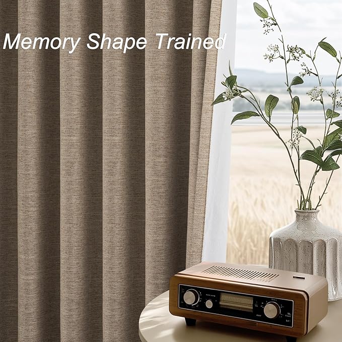 Topfinel Dark Flax 78 Inch Long Curtains for Sliding Door Closet Doors 100% Blackout Curtains for Living Room Bedroom Back Tab Pleated Heat Blocking Insulated Drapes Heat (W52 x L78) 2 Panels