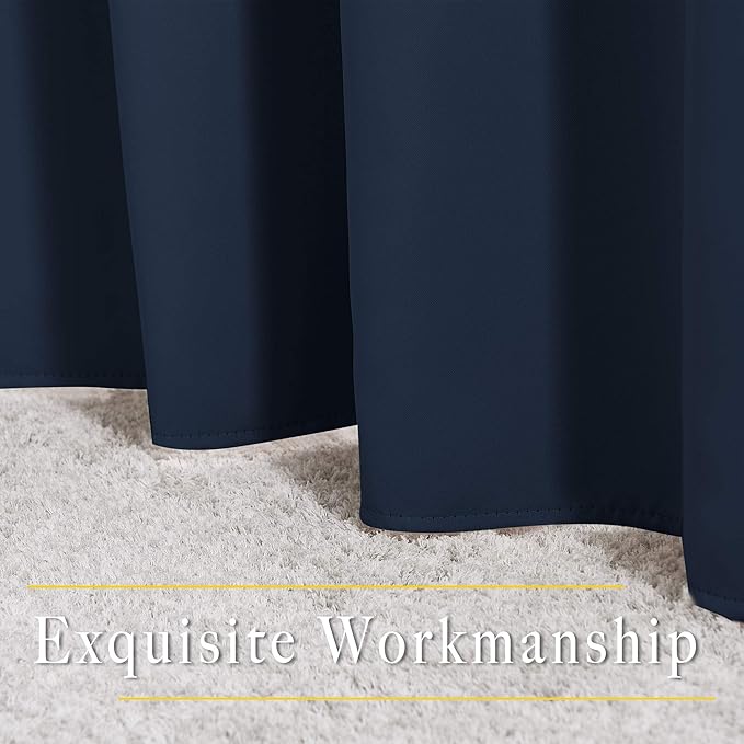 NICETOWN Blackout Navy Blue Curtains for Bedroom - Window Treatment Energy Saving Thermal Insulated Solid Grommet Room Darkening Drapes for Living Room (2 Panel, W52 x L84)