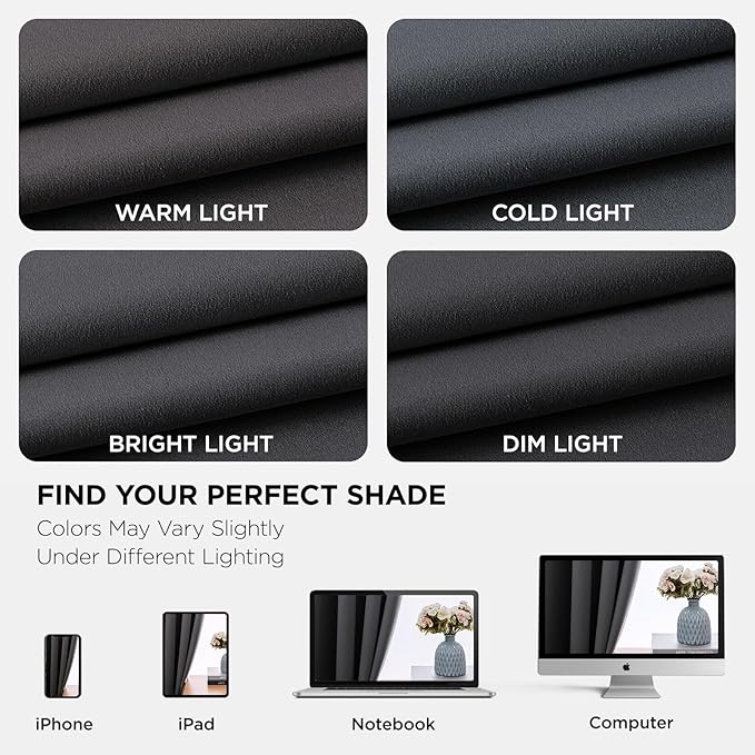 Joydeco Blackout Curtains 54 Inch Length 2 Panels Set, Thermal Insulated Long Curtains& Drapes 2 Burg, Room Darkening Grommet Drapes for Living Room Bedroom Window (W52 x L54 Inch, Dark Grey)